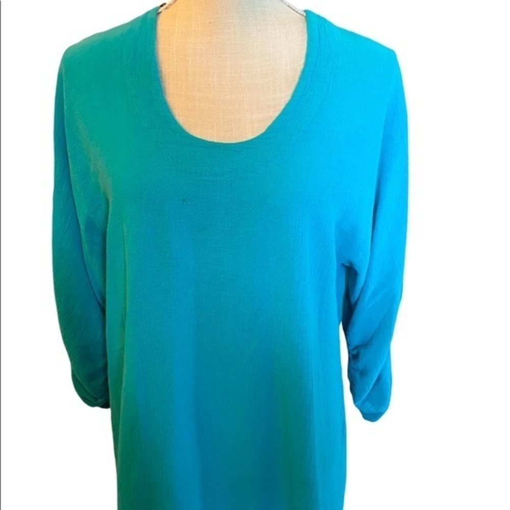 Oh my Guaze beautiful turquoise top with bunched sleeves size 1 in brand